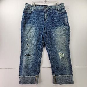 Lane Bryant Jeans Womens 20 Crop Flex Magic Waistband Straight Destructed